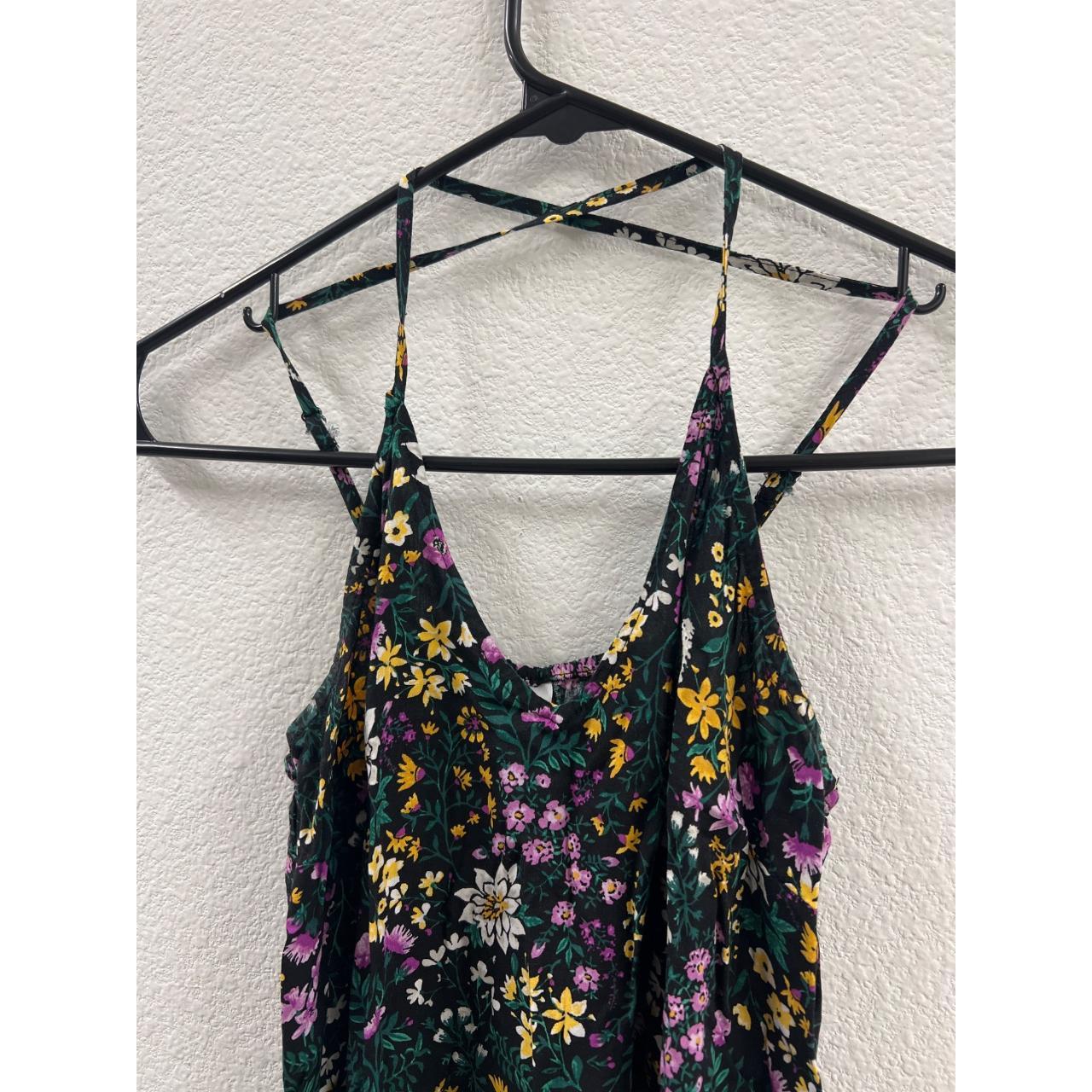Old navy black floral, cross back tank top maxi... Depop