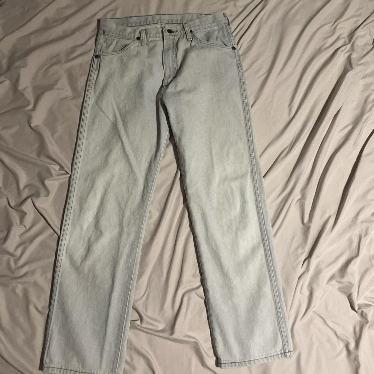 Wrangler Men's White and Grey Jeans | Depop