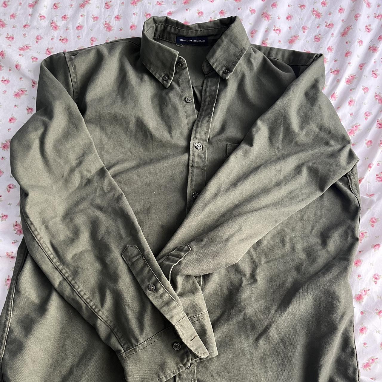 Brandy Melville Women's Green and Khaki Jacket Depop