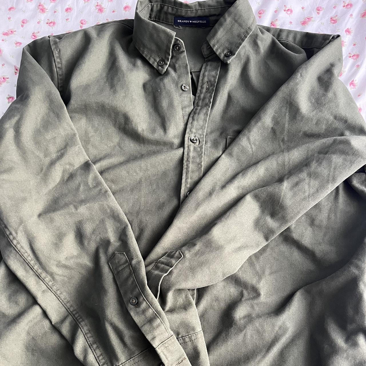 Brandy Melville Women's Green and Khaki Jacket Depop