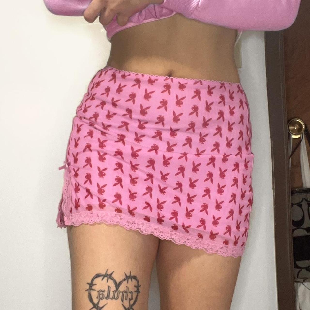 baby pink playboy mini skirt. like new only worn a...