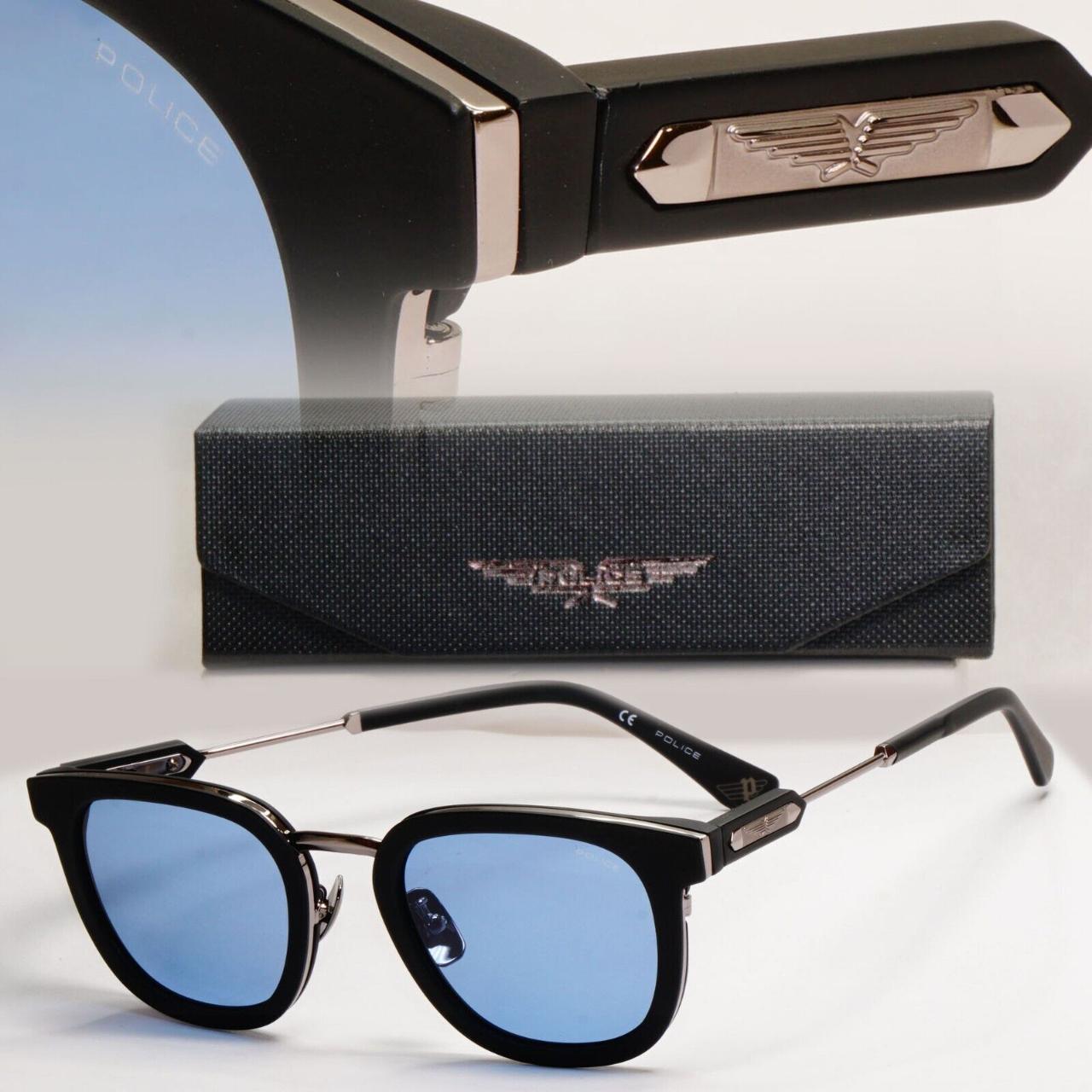 SKU 166649909792 Police Sunglasses Black Blue. Depop