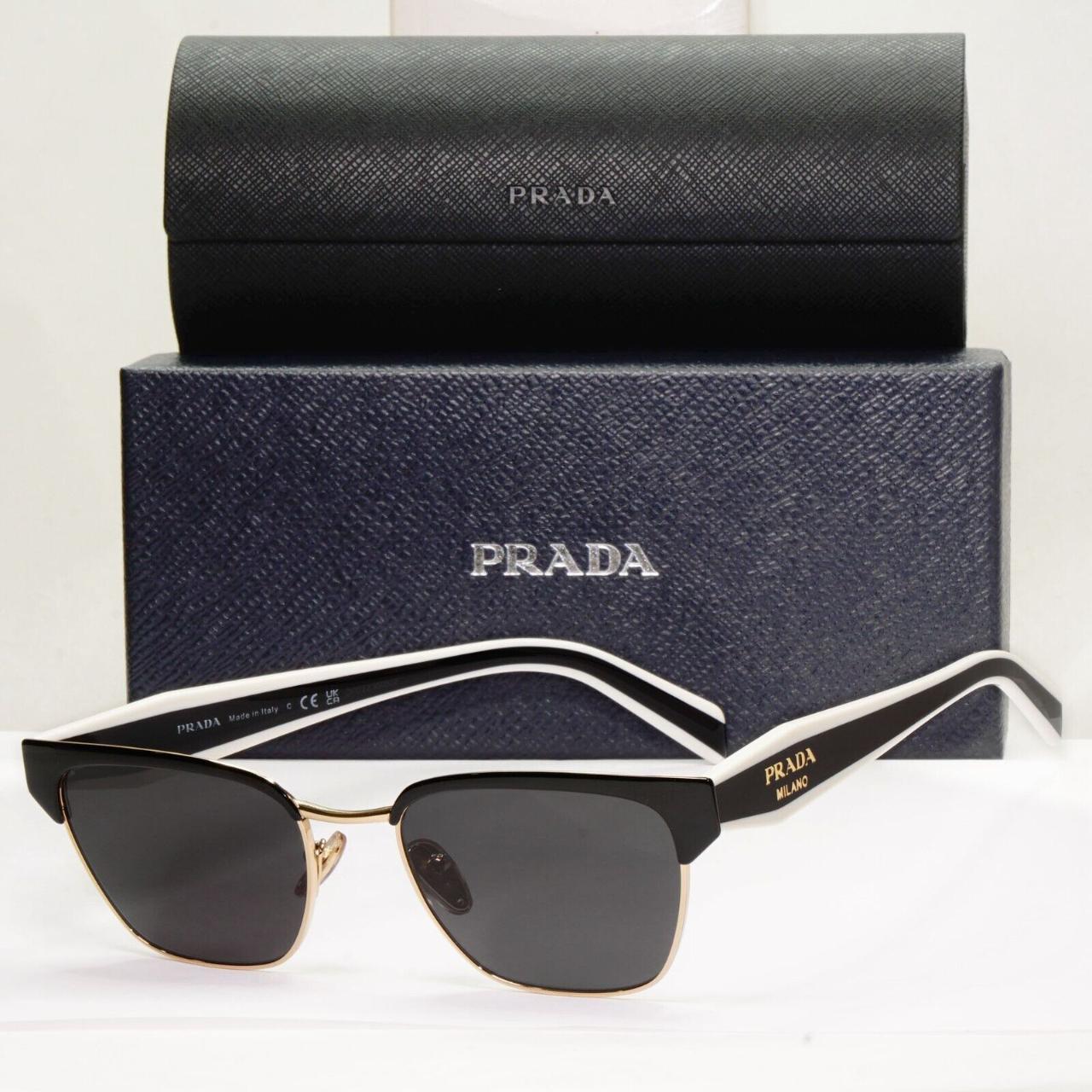 SKU 166427312820 Prada Sunglasses Black Gold White. Depop