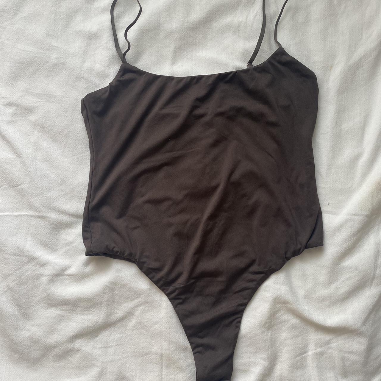 dark brown bodysuit labelled size 14 but fits a 10 - Depop