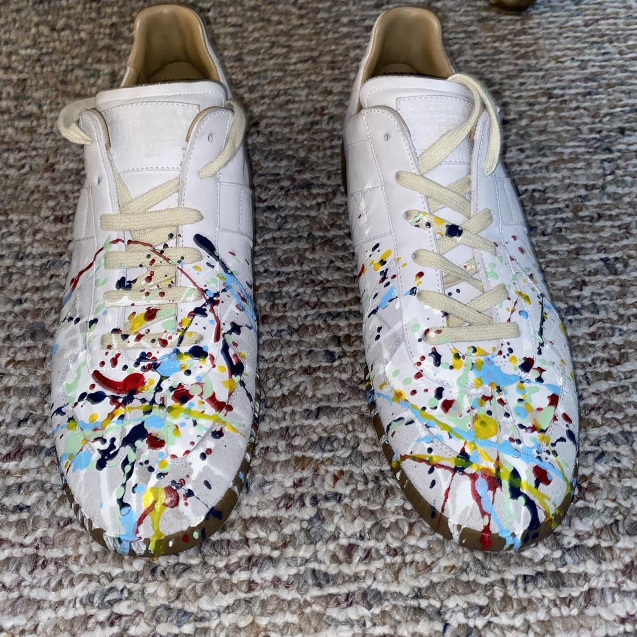 Maison Margiela Men's Replica Paint-Splatter Low-Top | Depop