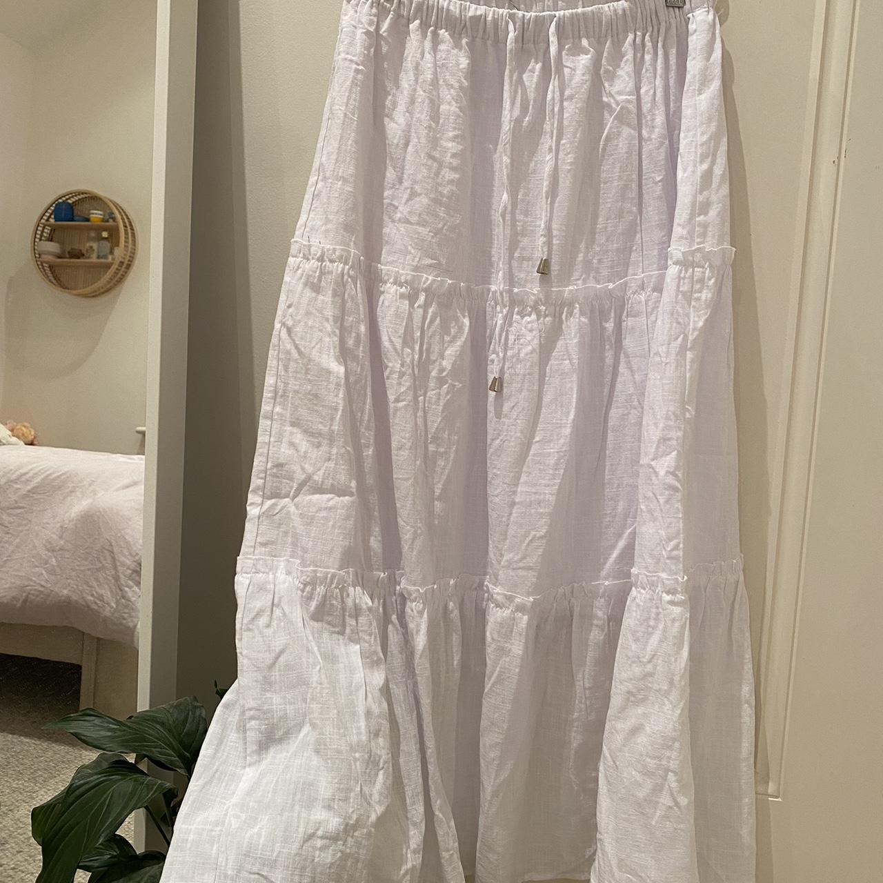 valley girl white maxi skirt never worn with tags... - Depop