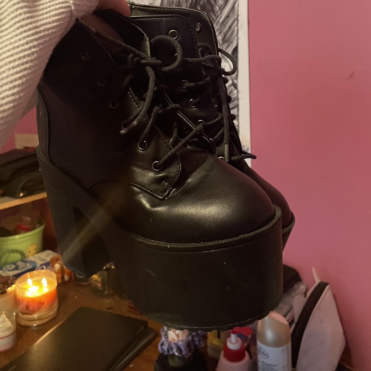 Stomp You Out HotTopic Goth Platform Boots bought... - Depop