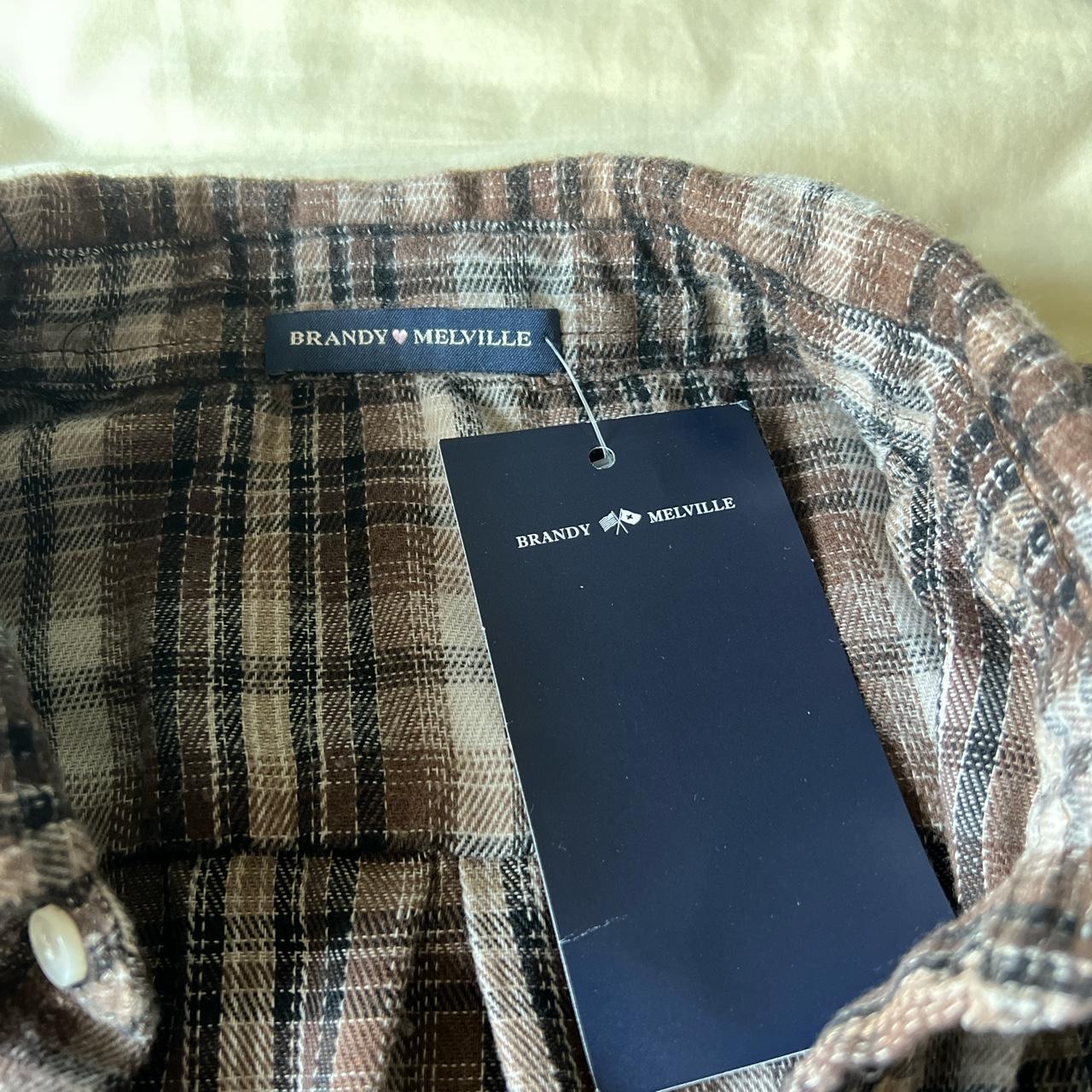 brandy melville hazel flannel top in a dark brown... Depop