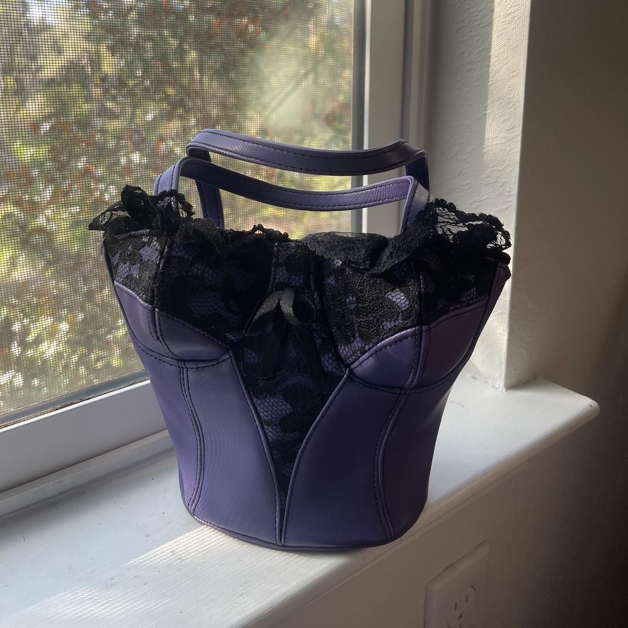purple/black corset purse/handbag | Depop