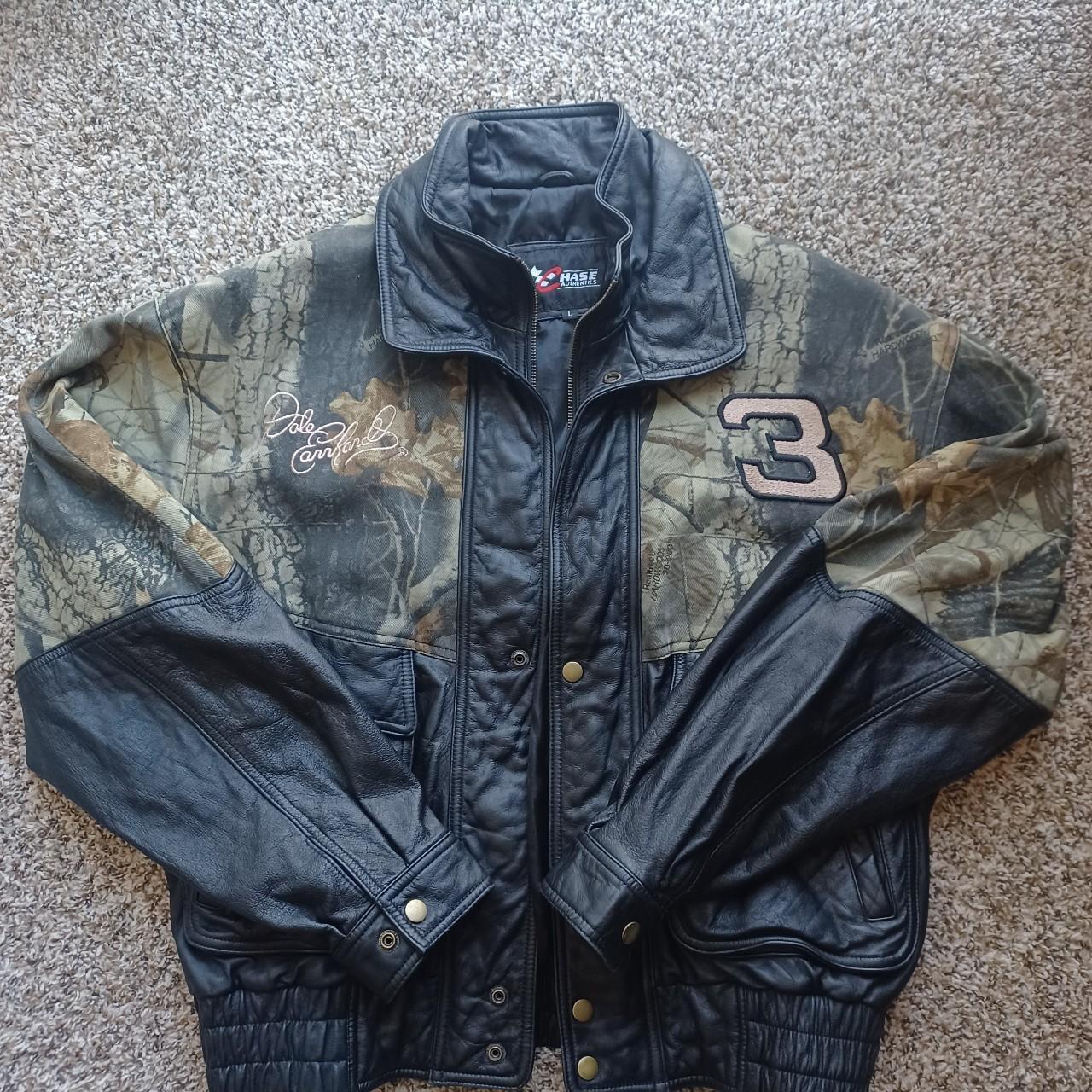 Dale Earnhardt Realtree leather camo jacket Size... - Depop