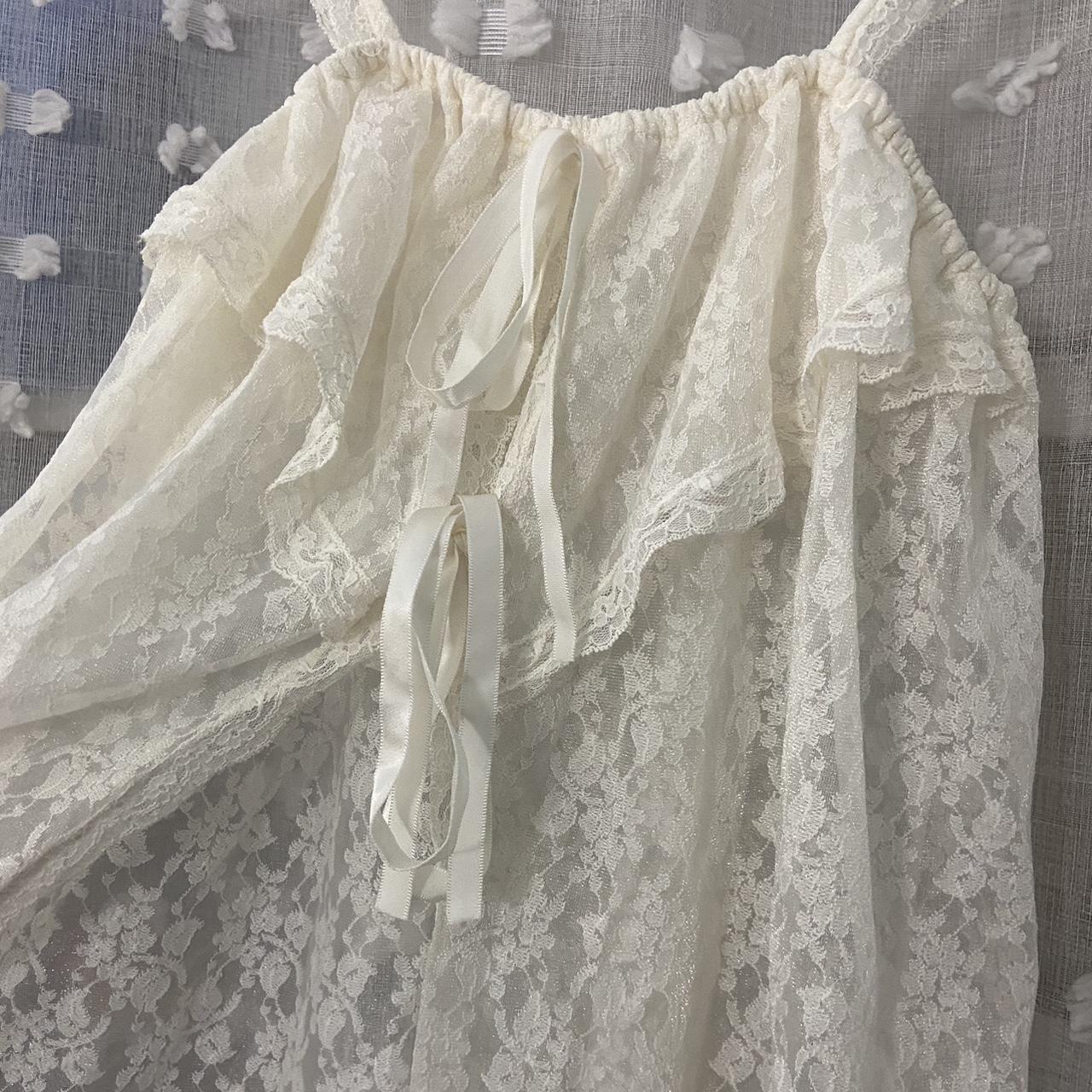 vintage 90s angelic lace babydoll open front double... - Depop