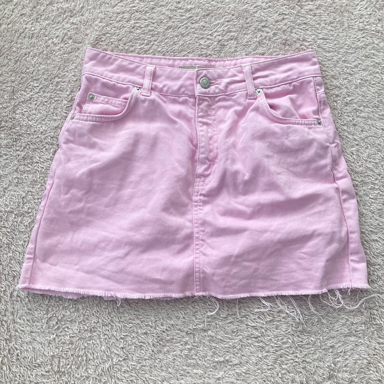 Topshop Moto Bubblegum Pink Denim Mini Skirt