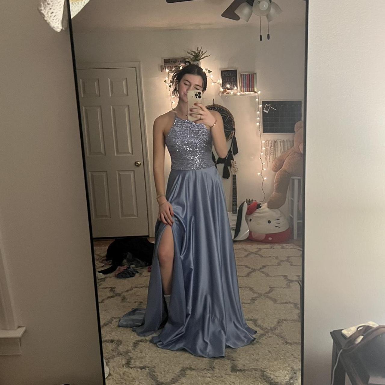 Macy's Women's Purple and Blue Dress Depop