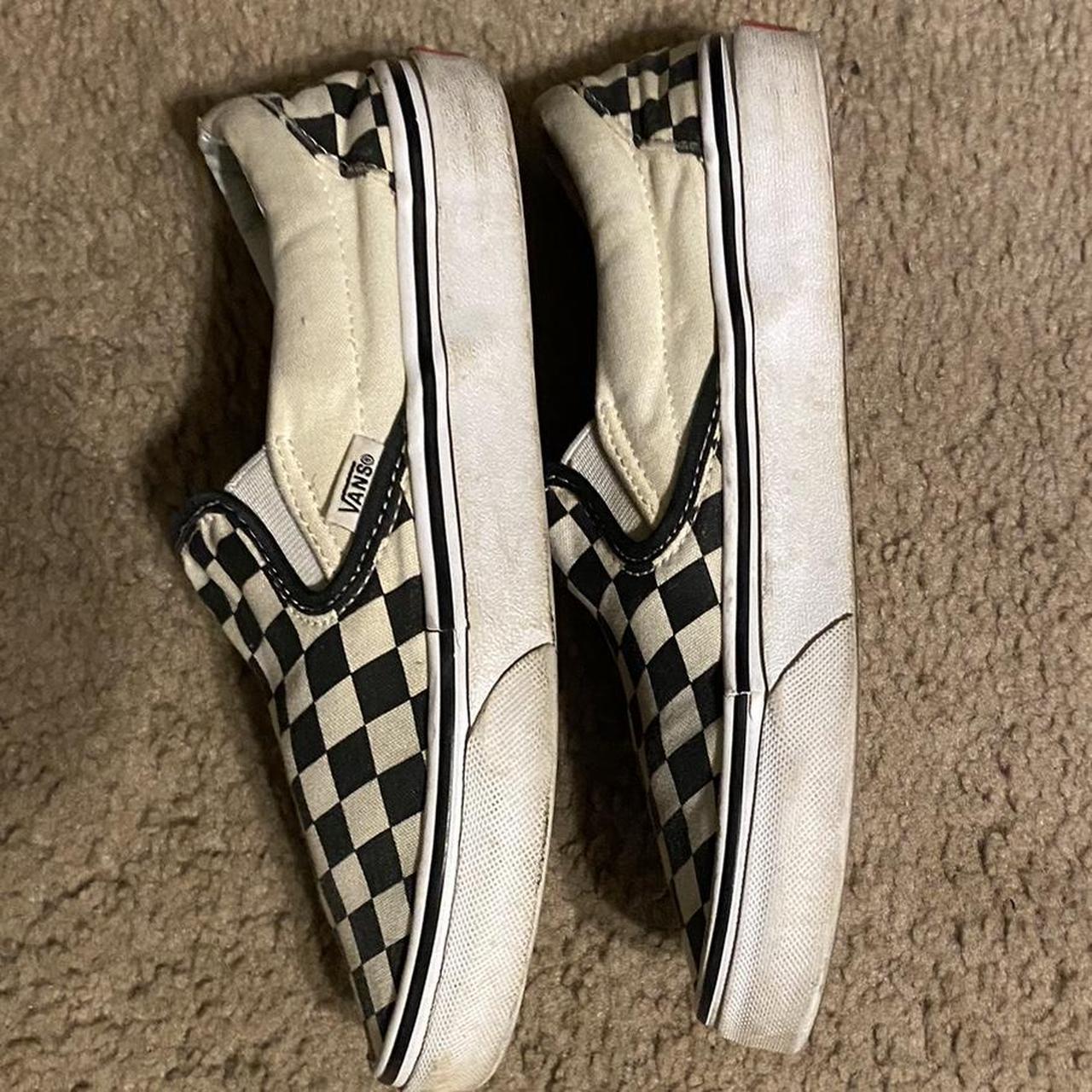 Black and white Checkered vans sip on - Depop