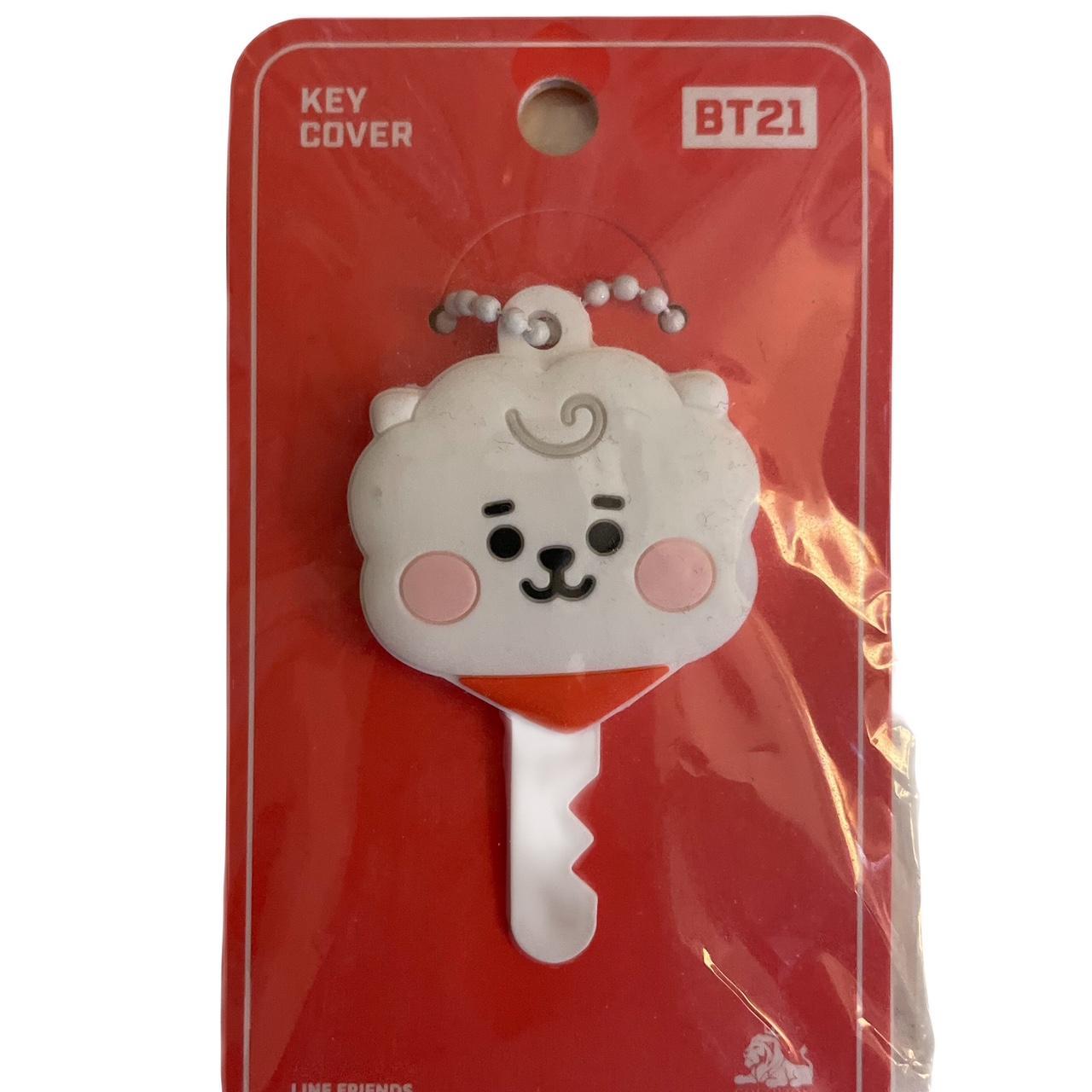 BT21 BTS Line Friends RJ keychain - white and pink... - Depop