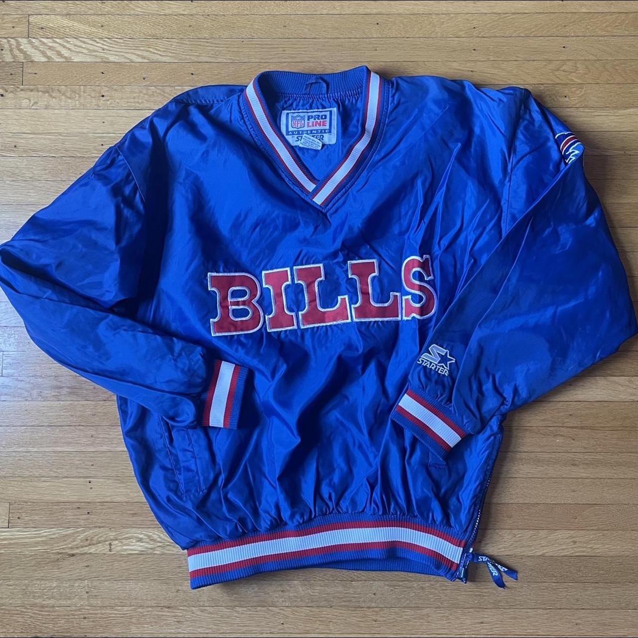 Vtg 90s Starter Buffalo Bills Hoodie Blue XL Cursive Script 