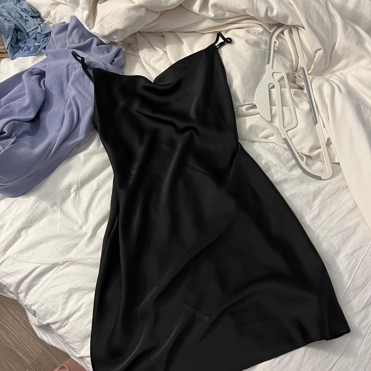 urban outfitters silk black dress - like new - size:... - Depop