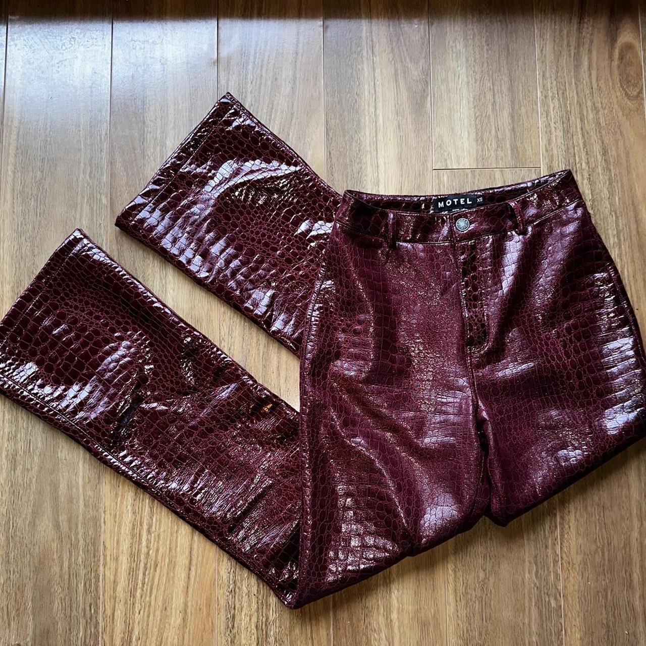 Motel Rocks Brown Croc Leather Pants MOTEL ROCKS CROC PRINT PANT