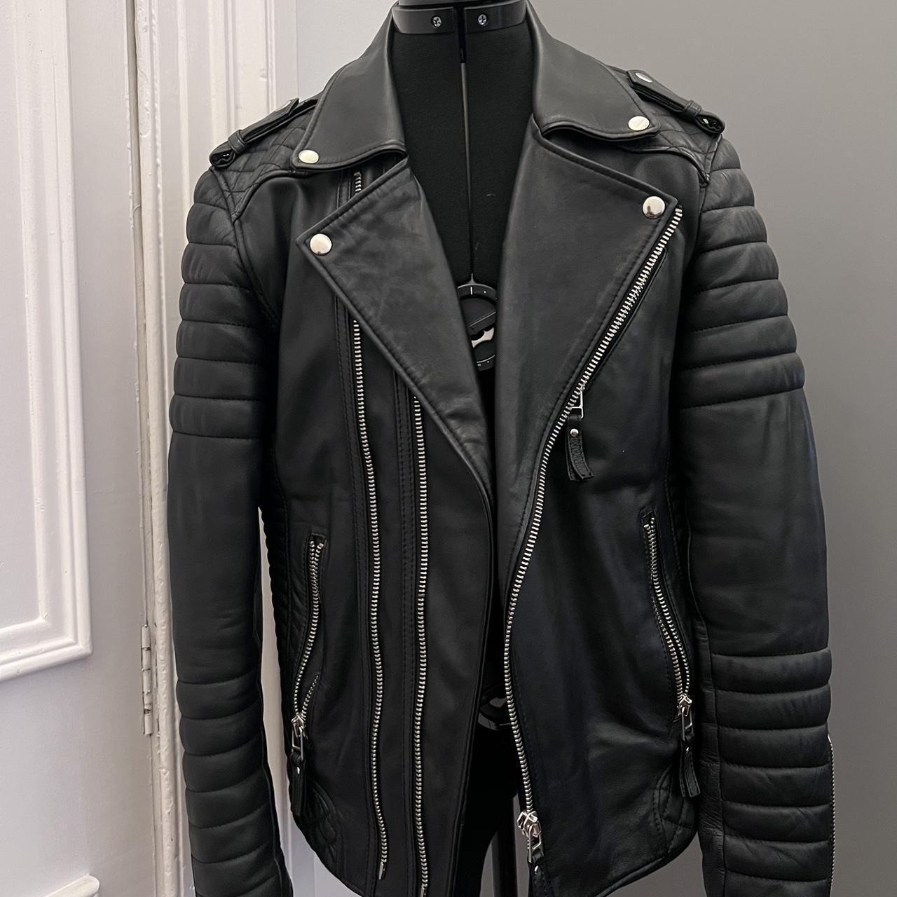 Black Leather Boda Skins Jacket in size S. Jacket... - Depop