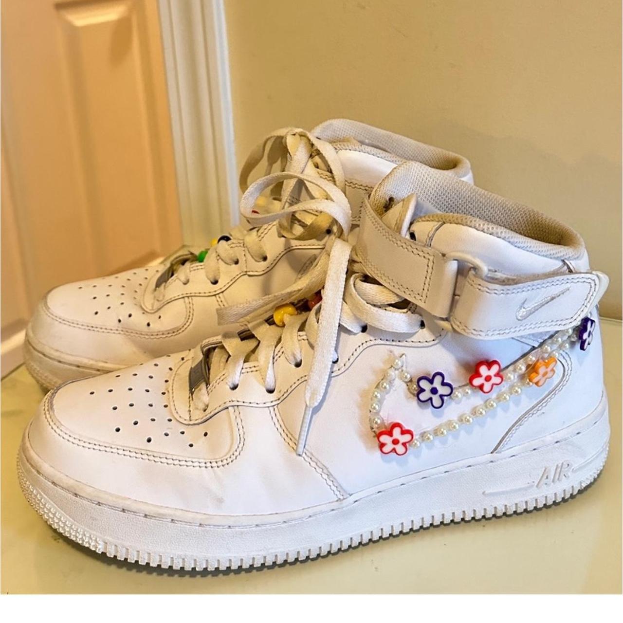 Customized Nike Air Force 1's with a Louis Vuitton - Depop