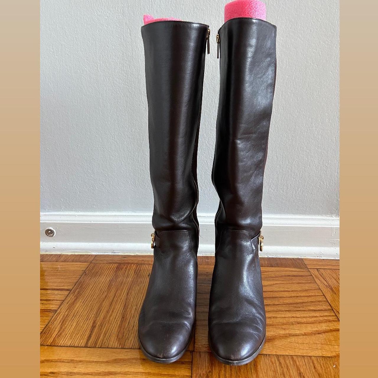 Brown Michael Kors leather knee high faux riding. Depop