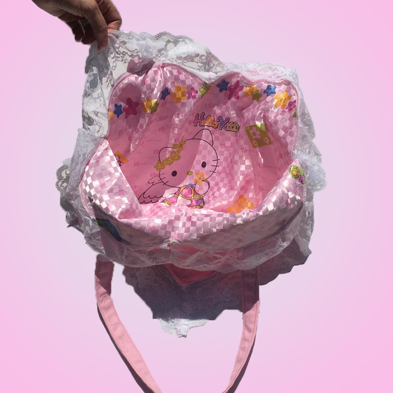 baby pink heart tote bag handmade by me!! pink bear... - Depop