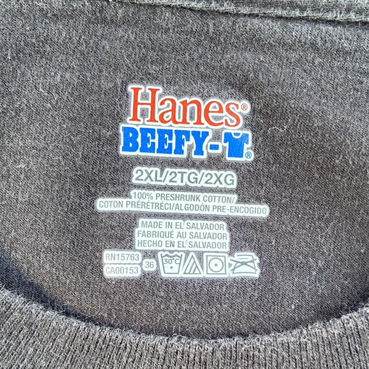 Faded Hanes “Beefy” with text print Size 2XL Free - Depop