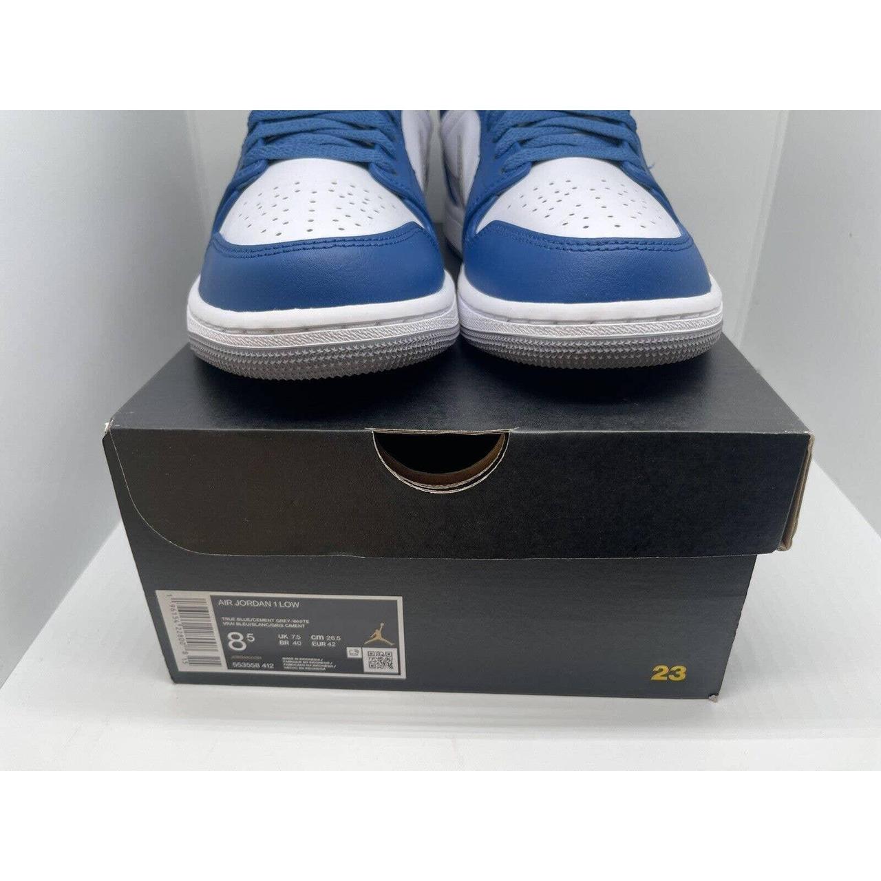 Nike Air Jordan 1 Low True Blue Grey White Shoes Men 553558-412