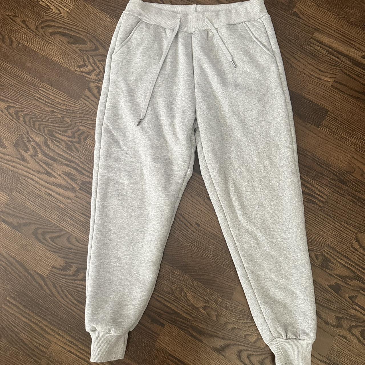 fleece-lined grey sweatpants; back pocket;... - Depop