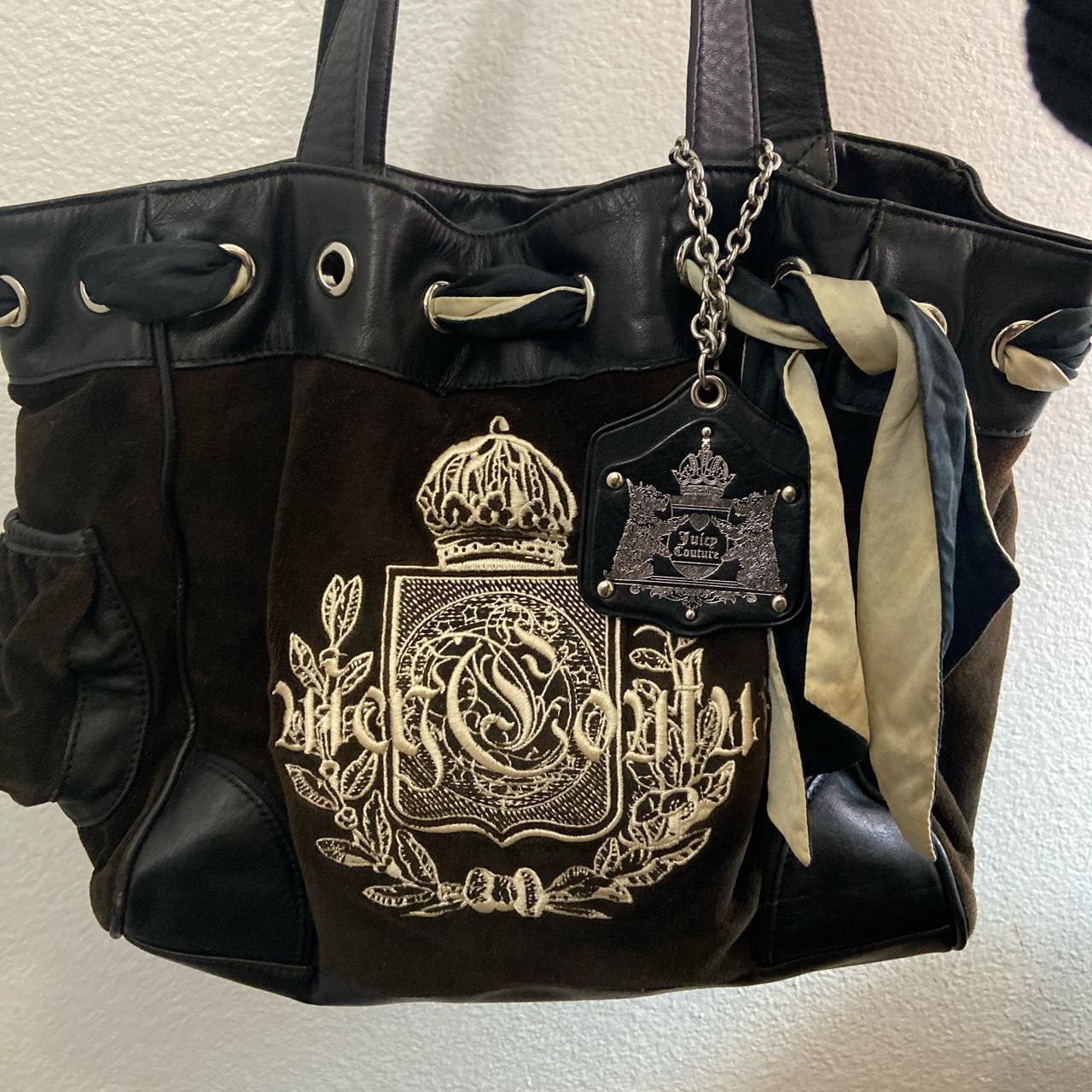 brown velour juicy couture purse bag 💫 ⇢︎has peeling... - Depop