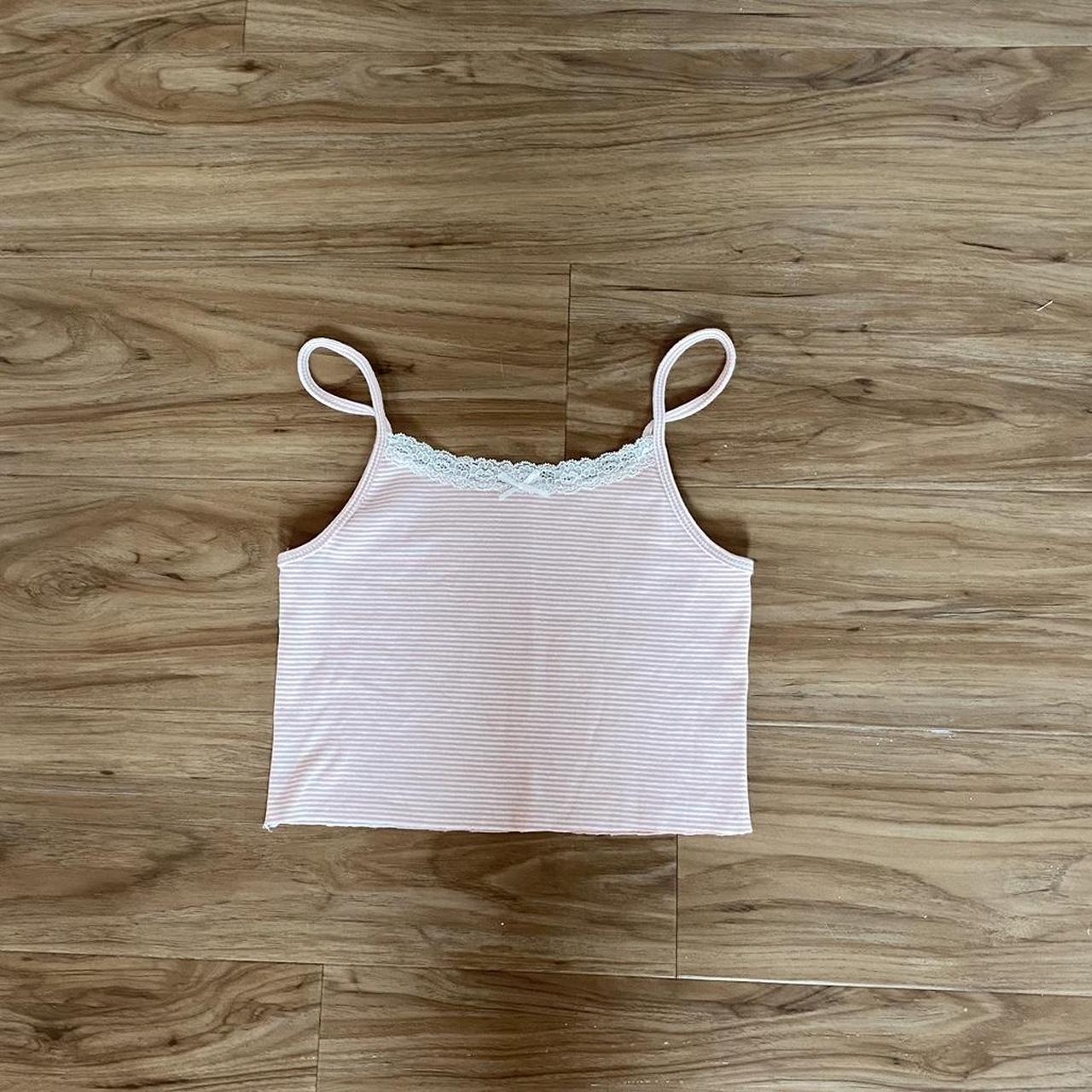 brandy melville pink stripe halter top :) one size, - Depop