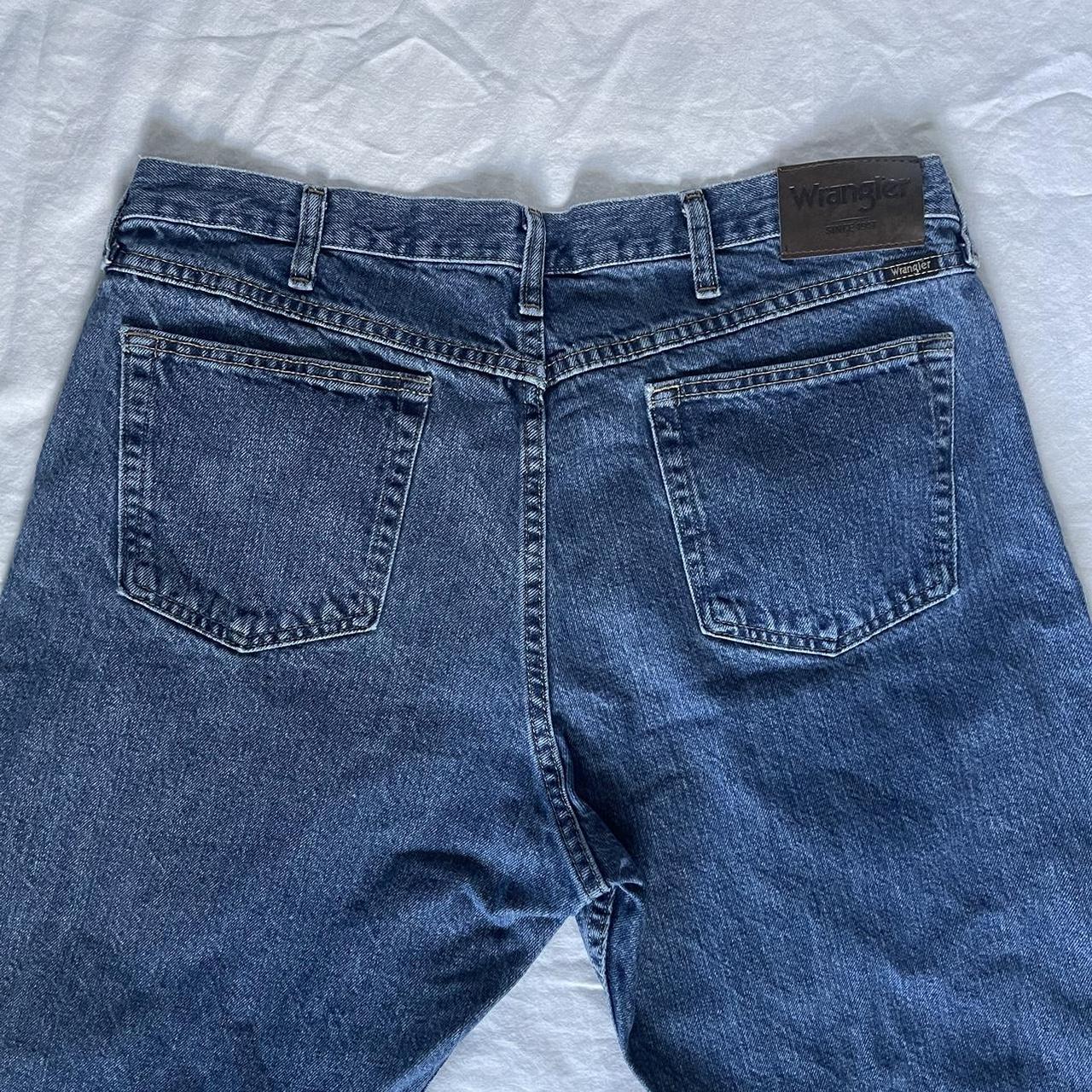 Wrangler Jeans Size 38 x 29 Slightly distressed on... - Depop