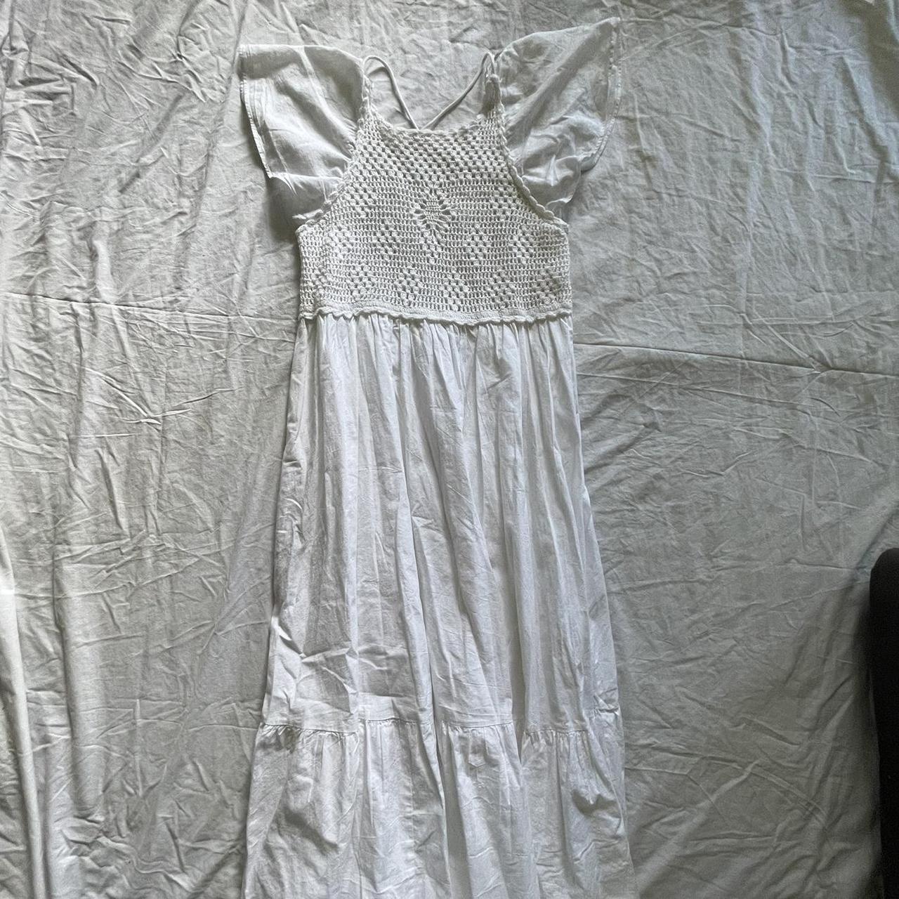 White crochet open back zara dress This dress is so... - Depop