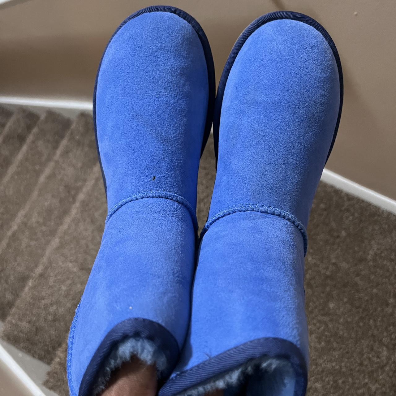 Blue uggs with sweater design on heel Worn no more... Depop
