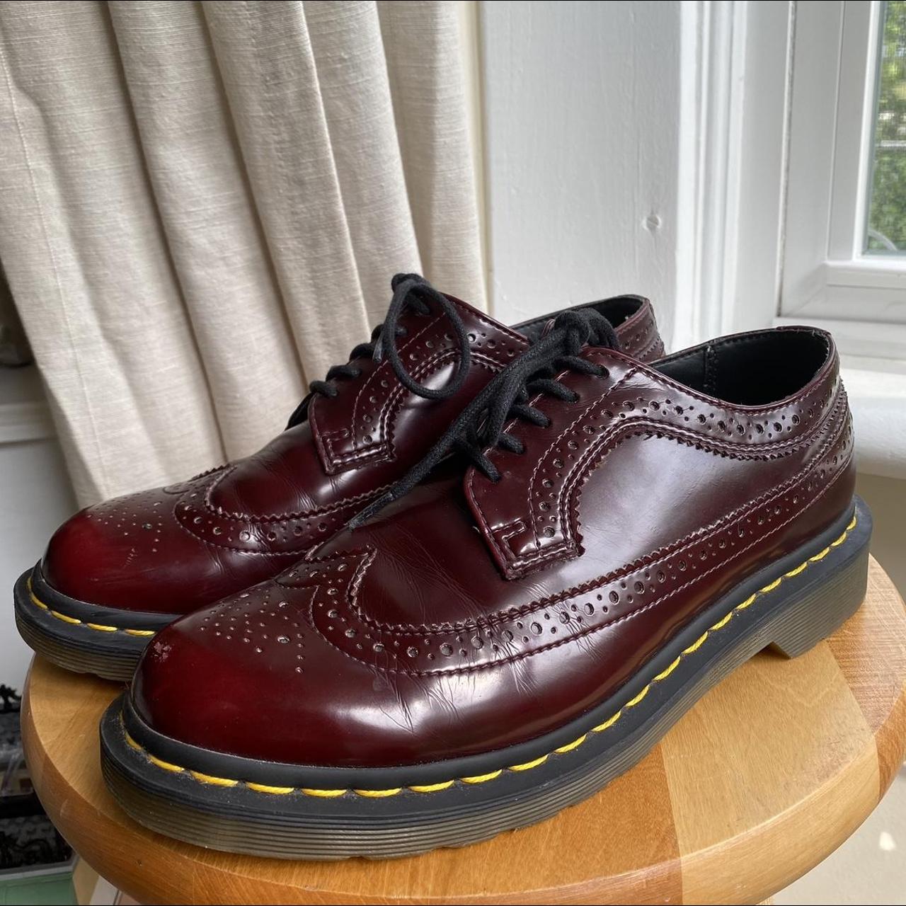 Dr. Martens Vegan 3989 Brogue Shoes In Cherry Red. Depop