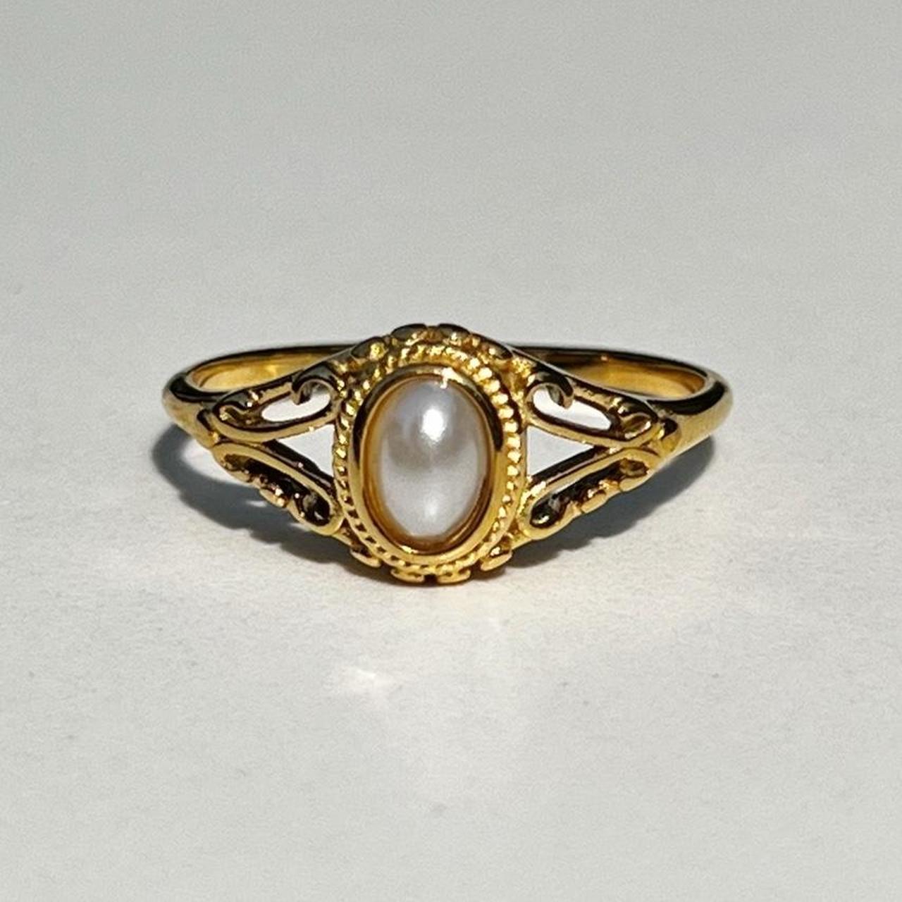 New! “Genovia” Gold Pearl Ring Made with stainless... - Depop