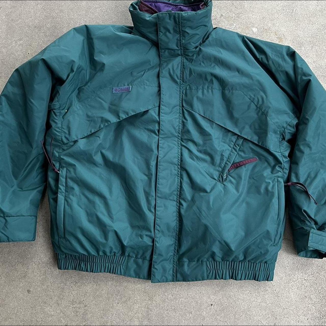 Vintage Columbia Jacket Teal Blue Maroon Windbreaker Raincoat Unisex Size online Large