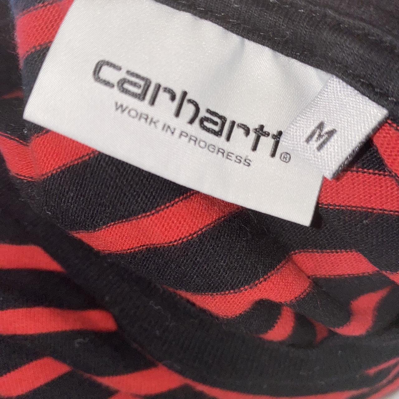 Vintage Carhartt Red and Black Long-sleeved Shirt. ... - Depop