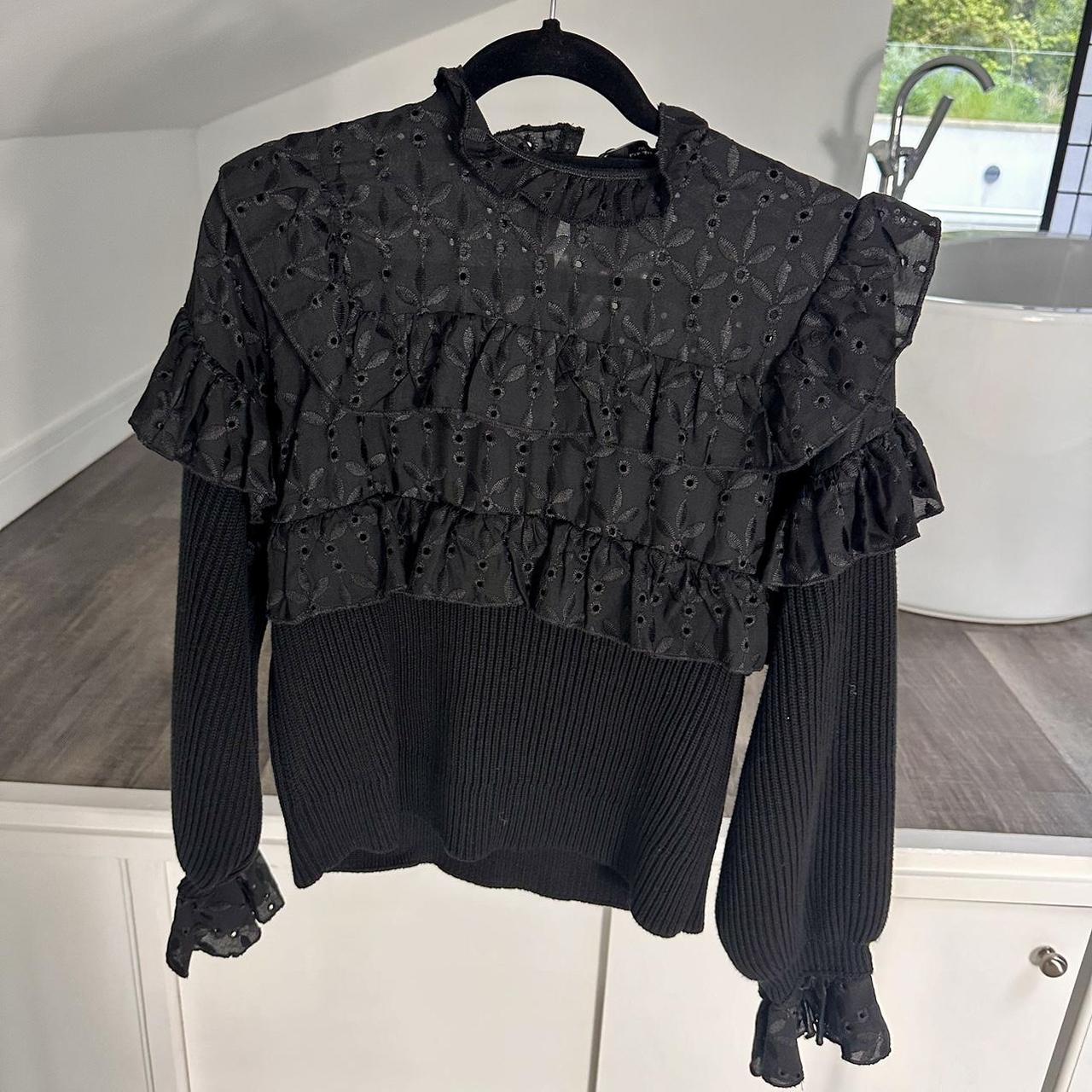 Zara jumper with broderie style frilly detailing