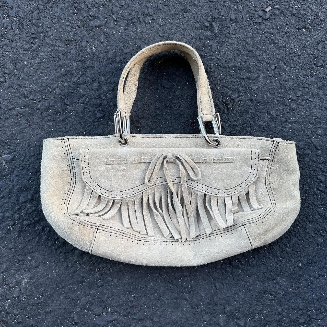 BCBG Girls tan suede leather mini hand bag purse Depop