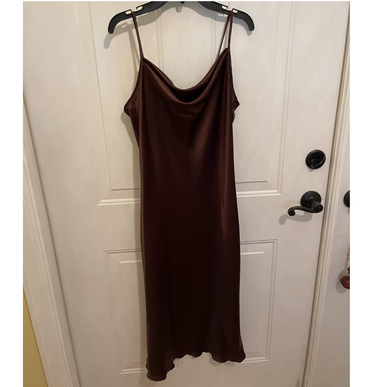 SEXY SNATCHED BROWN SLIP ON DRESS made of silk and - Depop