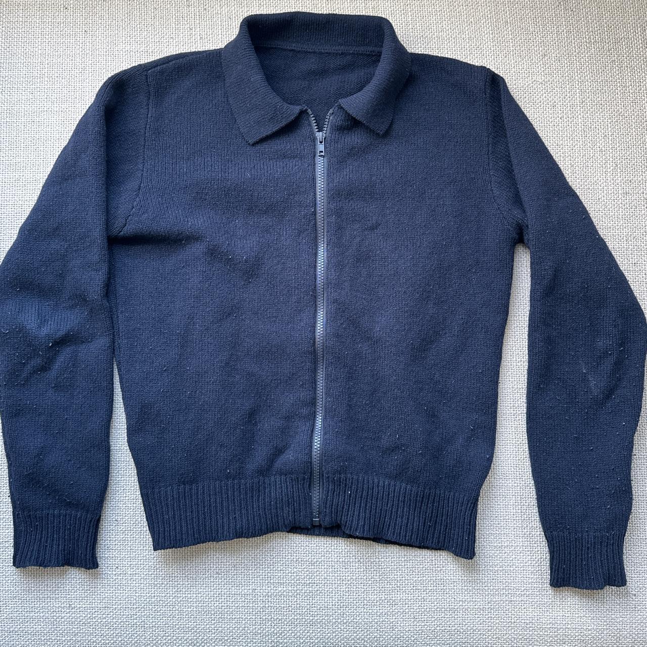 Brandy melville navy collared wool zip up... Depop