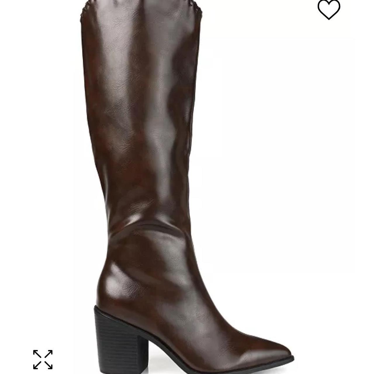 Women's Daria Extra Wide Calf Western Boots in brown... Depop