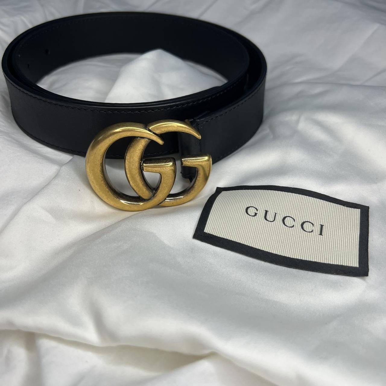 Gucci Women's Faded Leather Belt with Double G Buckle