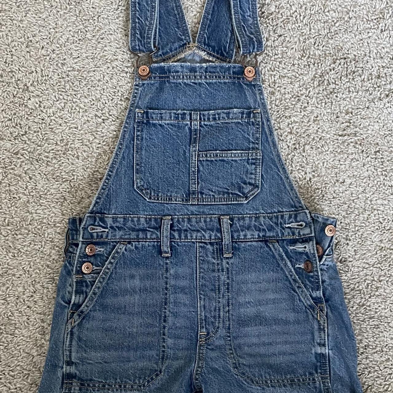American Eagle Women's Navy Dungareesoveralls Depop