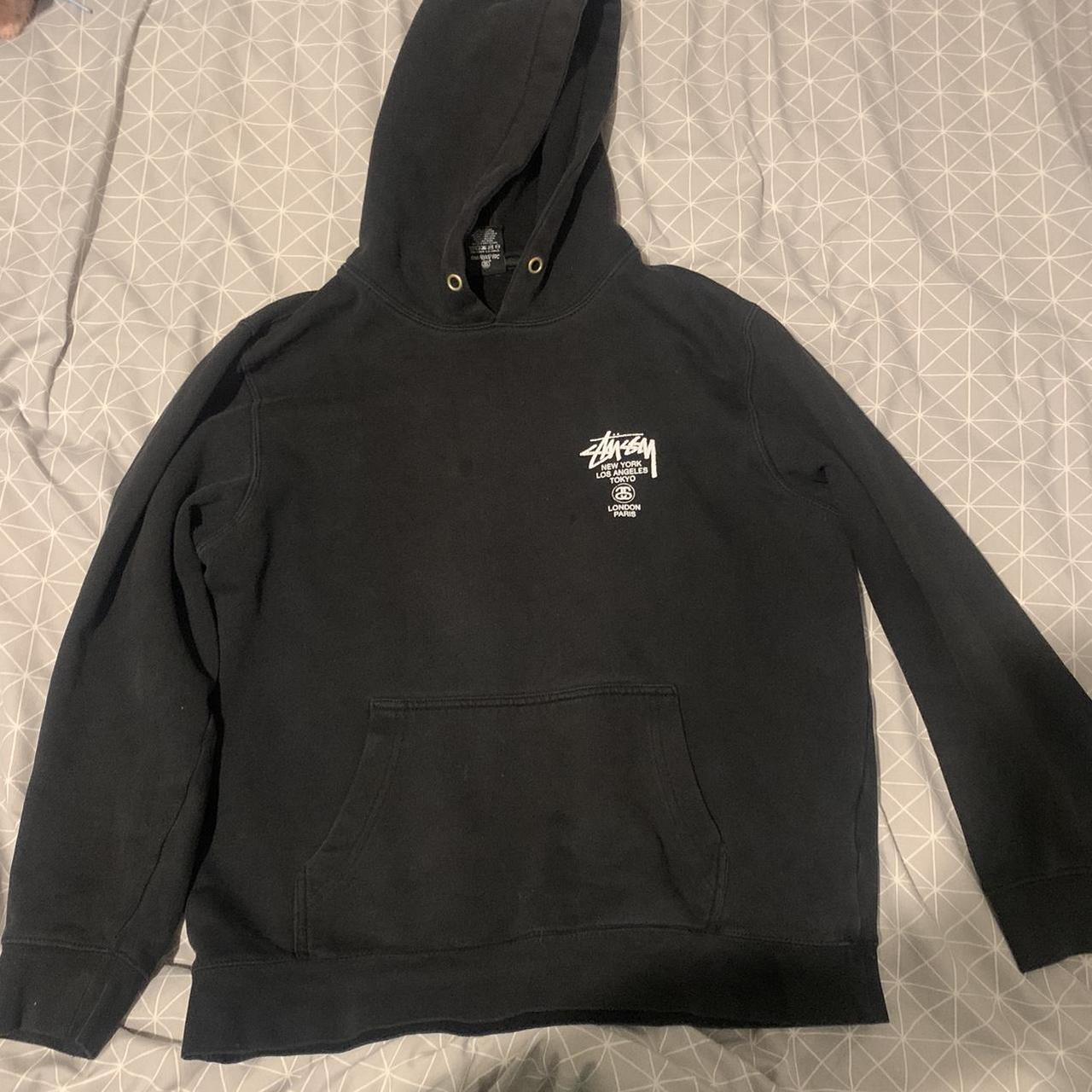 Black Vintage Stüssy Hoodie Size M Worn a couple... - Depop