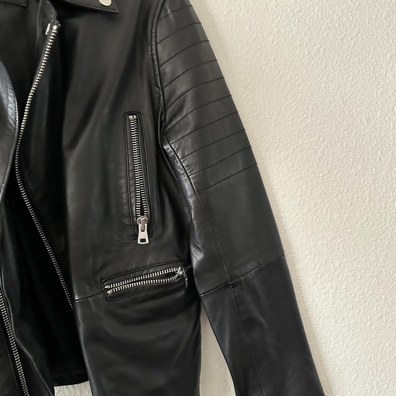 Barney’s black leather biker jacket - size XS -... - Depop