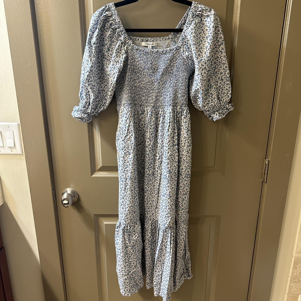 Blue And White Flower Long Dress From Madewell XS Depop