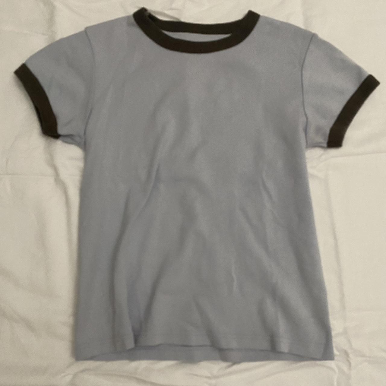 Brandy Melville Brown and Blue T shirt worn once no... Depop