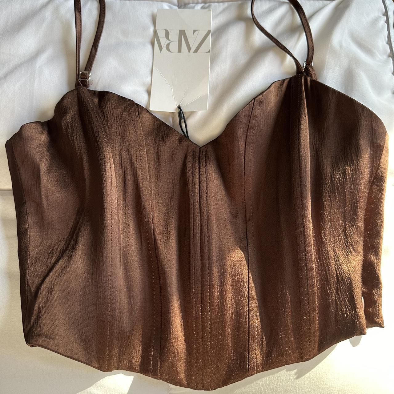 ZARA Tulle Corset Top Brown Size XS - $30 (25% Off Retail) New